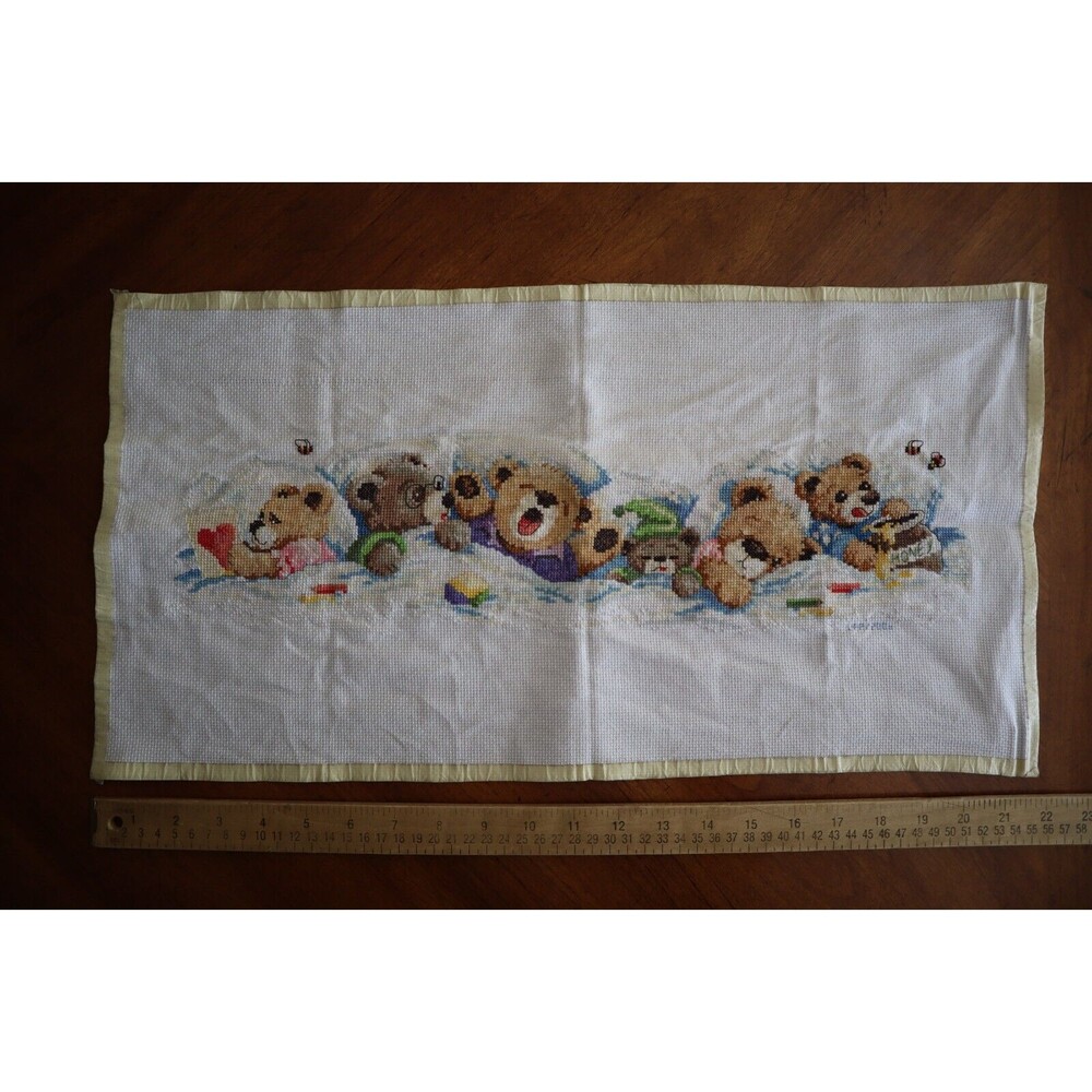 Finished Janlynn Counted Cross Stitch 19"X7"-Sleepy Bears #195-0601 Complete - Picture 5 of 10